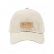 【團購商品，10頂起做】NKNU皮革標老帽_象牙白
