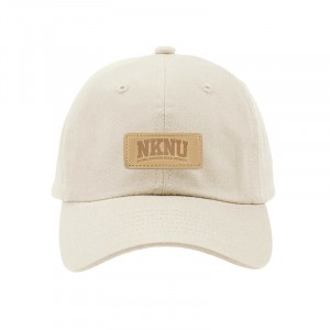 【團購商品，10頂起做】NKNU皮革標老帽_象牙白