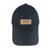 【團購商品，10頂起做】NKNU皮革標老帽_黑