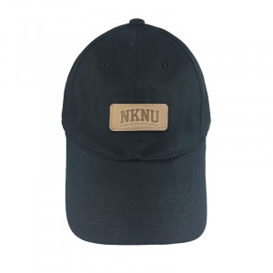 【團購商品，10頂起做】NKNU皮革標老帽_黑