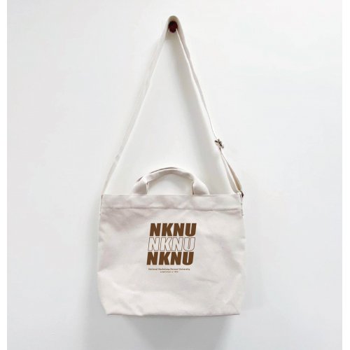 【團購商品，10個起做】NKNU帆布文青提背兩用包_米白